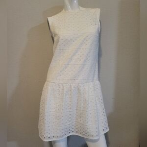 Charles Henry White Eyelet Sleeveless Drop Waist Mini Dress